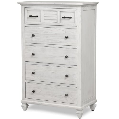 Surfside 5 Drawer Chest in Distressed White