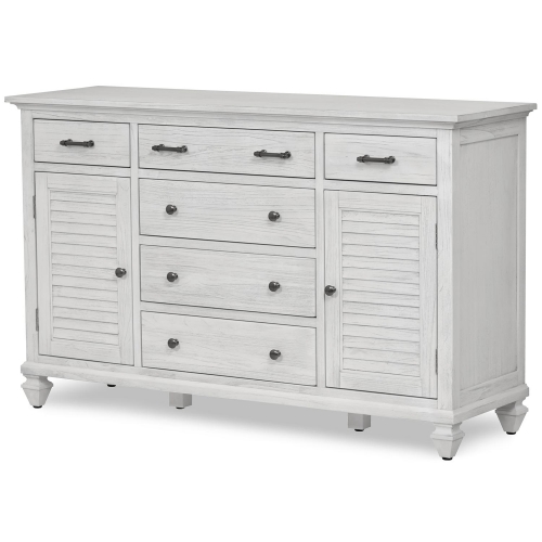 Surfside 6 Drawer 2 Door Dresser in Distressed White