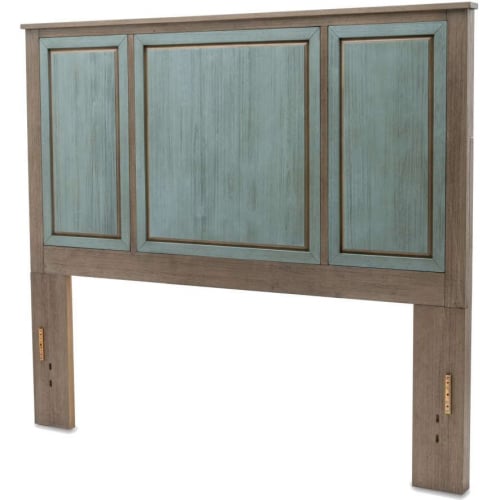 Sanibel Queen Headboard in Distressed Green & Grey Finish Wood