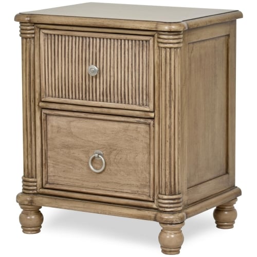 Malibu 2 Drawer Nightstand in Natural Wood & Wicker