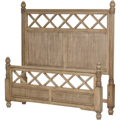 Malibu Queen Bed in Natural Wood & Wicker