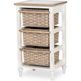 Island Breeze 3 Basket Storage Cabinet in Weathered Wood & White