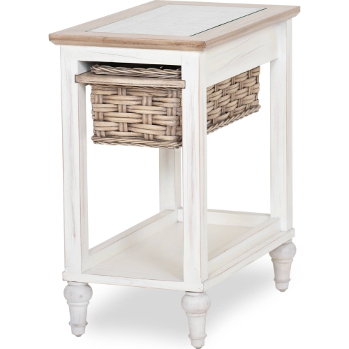 Island Breeze Chairside Table in Weathered Wood & White