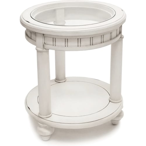 Monaco Round End Table with Anchor Insert in White