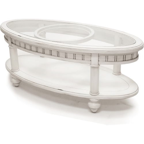 Monaco Oval Coffee Table w/ Pelican Insert in White