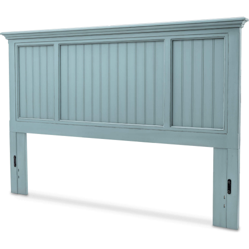 Monaco King Headboard in Lightly Distressed Blue Wood