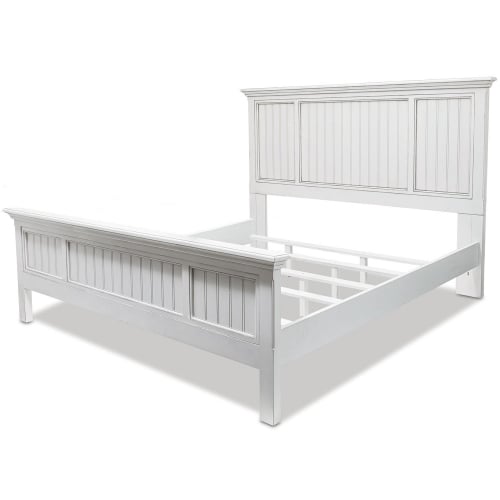 Monaco King Bed in Lightly Distressed White Wood