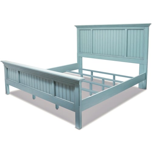 Monaco King Bed in Lightly Distressed Blue Wood