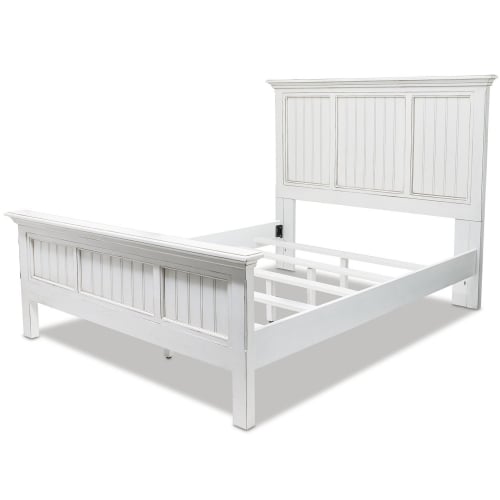 Monaco Queen Bed in Lightly Distressed White Wood