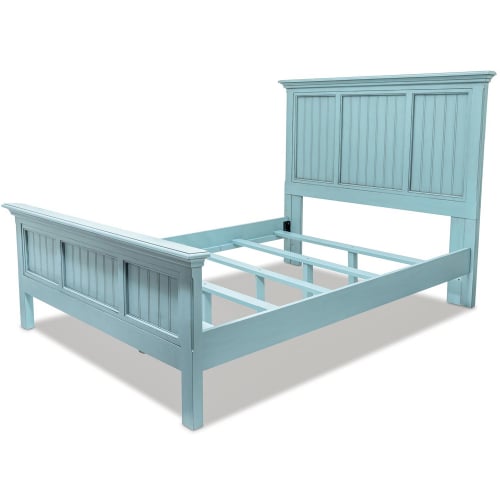 Monaco Queen Bed in Lightly Distressed Blue Wood