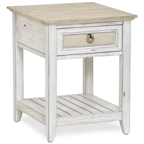 Captiva Island End Table in Sand & Distressed White