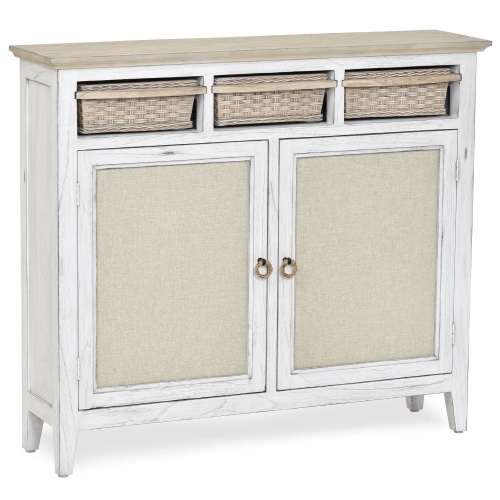 Captiva Island Entry Cabinet w/ Baskets in Sand & Distressed White