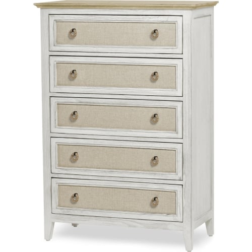 Captiva Island 5 Drawer Chest in Distressed Wood & White Wash