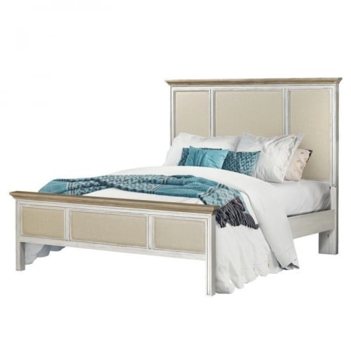 Captiva Island King Bed in Distressed Wood & White Wash