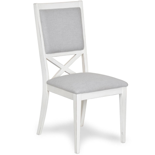 Islamorada Dining Chair in White Wood & Gray Fabric (Set of 2)