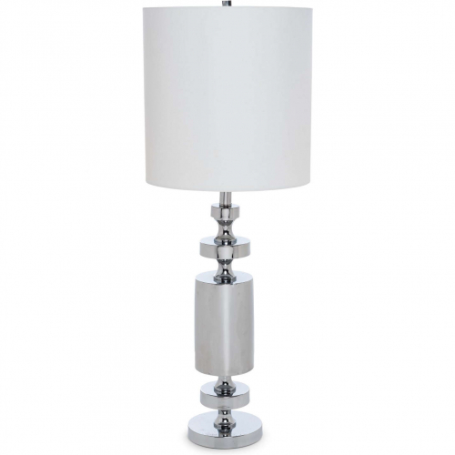 Nicole 36"H Table Lamp in Chrome Metal & Linen (Set of 2)