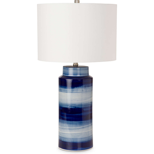 Felicity 30"H Table Lamp in Navy Blue & White Ceramic & Linen (Set of 2)