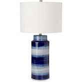 Felicity 30"H Table Lamp in Navy Blue & White Ceramic & Linen (Set of 2)