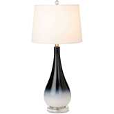 Serenity 30.5"H Table Lamp in Black & White Glass & Linen (Set of 2)