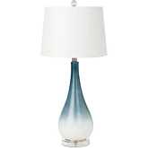 Serenity 30.5"H Table Lamp in Blue & White Glass & Linen (Set of 2)