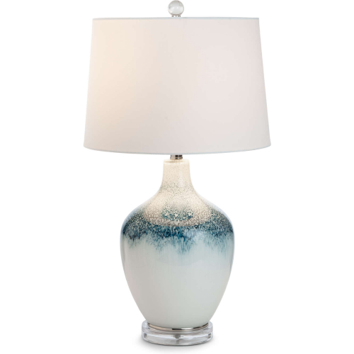 Coast 28.5"H Table Lamp in Blue & White Glass & Linen (Set of 2)