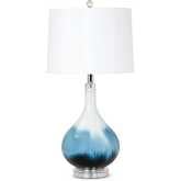 Ombre 28"H Table Lamp in Blue Tone Glass & Linen (Set of 2)