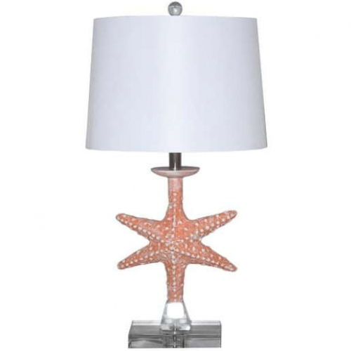 Patrick 28"H Table Lamp in Orange Starfish & Crystal (Set of 2)