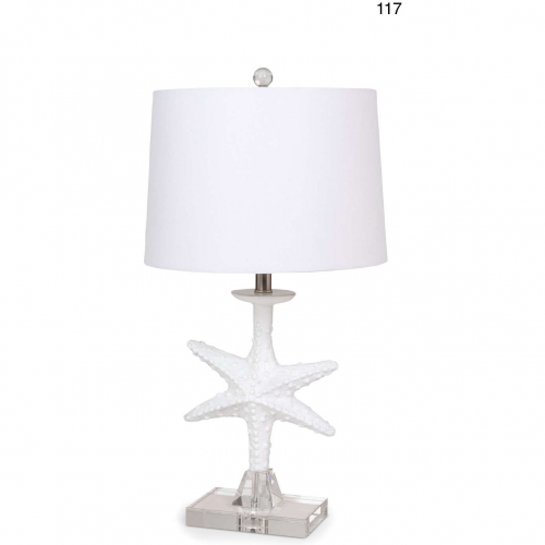 Patrick 28"H Table Lamp in White Starfish & Crystal (Set of 2)