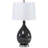 Quinn 28"H Table Lamp in Grey Silver Glass & Linen (Set of 2)