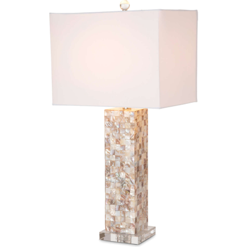 Harper 28"H Table Lamp in Nature Mother of Pearl, Crystals & Linen (Set of 2)