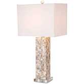 Harper 28"H Table Lamp in Nature Mother of Pearl, Crystals & Linen (Set of 2)