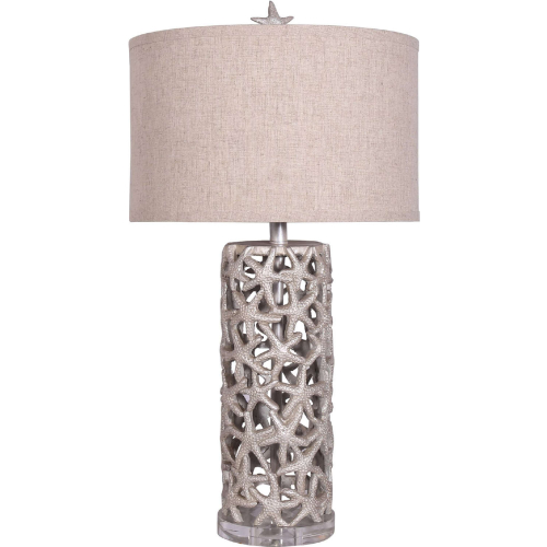 Darla 30"H Table Lamp in Beige Starfish Shape Poly & Linen (Set of 2)