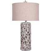 Darla 30"H Table Lamp in Beige Starfish Shape Poly & Linen (Set of 2)