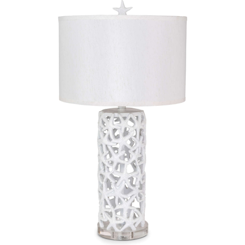 Darla 30"H Table Lamp in White Starfish Shape Poly & Linen (Set of 2)