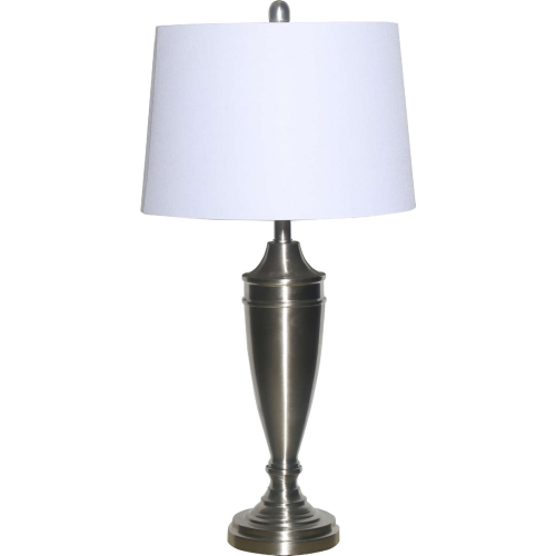 Margaret 30"H Table Lamp w/ USB in Pewter Metal & Linen (Set of 2)