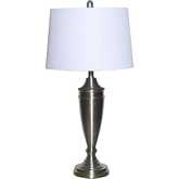 Margaret 30"H Table Lamp w/ USB in Pewter Metal & Linen (Set of 2)