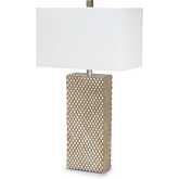 Elanor 29"H Table Lap in Diamond Pattern Gold Poly & Linen (Set of 2)