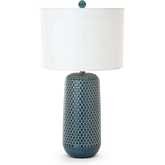 Marlin 30"H Table Lamp in Blue Ceramic & Linen (Set of 2)