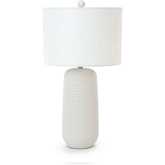 Marlin 30"H Table Lamp in White Ceramic & Linen (Set of 2)