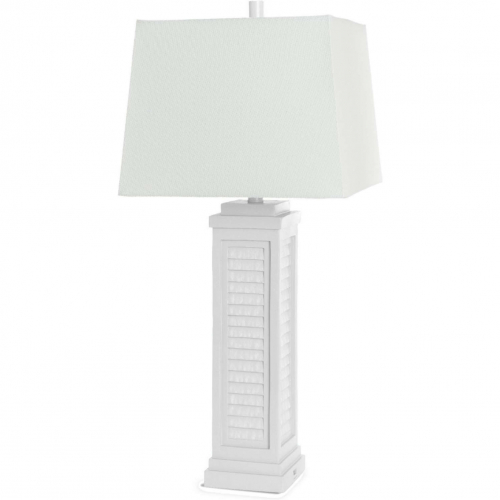 Shutter 32"H Table Lamp w/ USB in Bright White Poly & Linen (Set of 2)