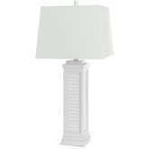 Shutter 32"H Table Lamp w/ USB in Bright White Poly & Linen (Set of 2)