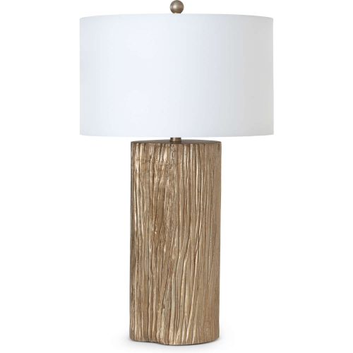 Reclaimed 30"H w/ USB Table Lamp in Wood Like Poly, Gold & White Linen (Set of 2)