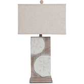 Sand Dollar 30"H Table Lamp in Neutral Poly & Linen (Set of 2)