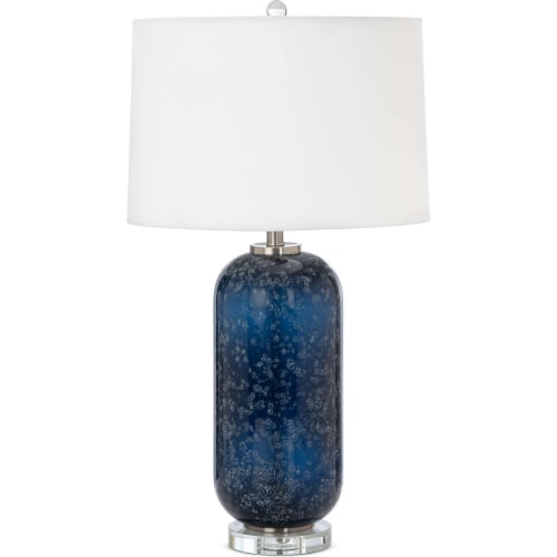 Tootsie 30"H Table Lamp in Blue Glass, Crystal & Linen (Set of 2)