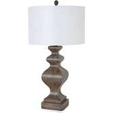 Cyrus 32"H Table Lamp in Distressed Grey Brown & Linen (Set of 2)