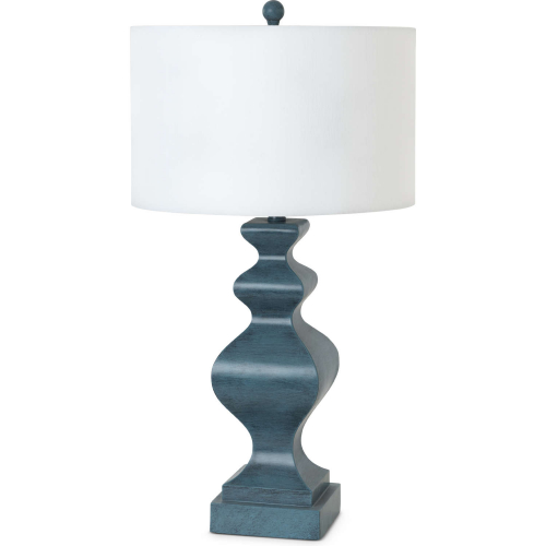 Cyrus 32"H Table Lamp in Blue Poly & Linen (Set of 2)