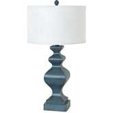 Cyrus 32"H Table Lamp in Blue Poly & Linen (Set of 2)