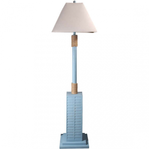 Shutter 63"H Floor Lamp in Blue Poly & Linen