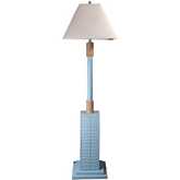 Shutter 63"H Floor Lamp in Blue Poly & Linen