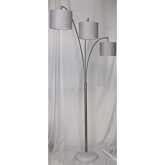 Brady 80"H 3 Arm Floor Lamp in Steel & Grey Linen Shade